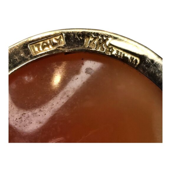 Vintage Italian Cameo in 14K Gold Handcrafted in Napoli 585 Yellow Gold Pendant - Picture 6 of 14